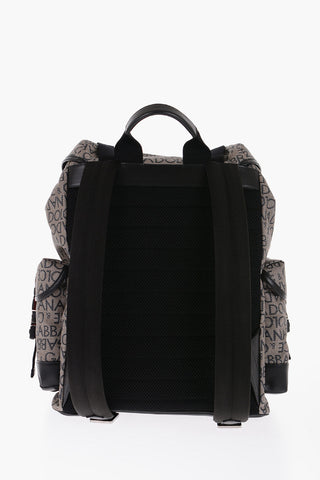 Zaino in Pvc e pelle con Logo All-Over