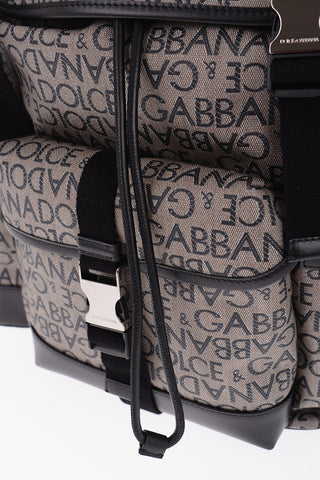 Zaino in Pvc e pelle con Logo All-Over