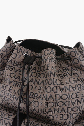 Zaino in Pvc e pelle con Logo All-Over