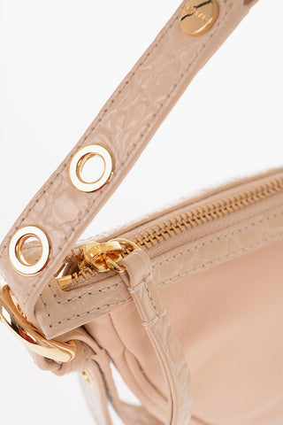 Leather GIB Shoulder Bag with Crocodile Effect Details