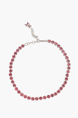 Silver Tennis Anklet with Crystals