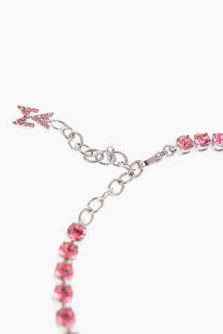 Silver Tennis Anklet with Crystals