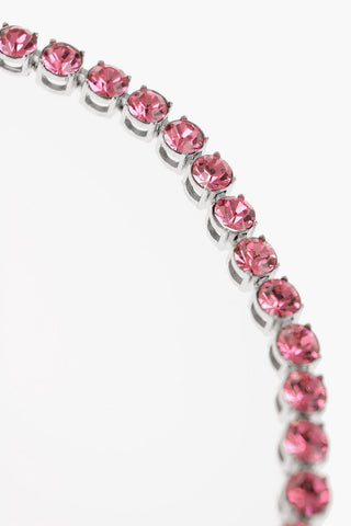 Silver Tennis Anklet with Crystals