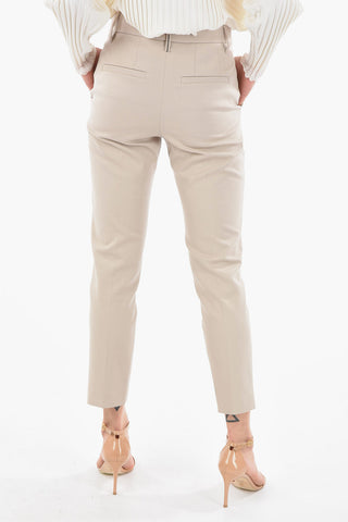 High-Waisted Cigarette Silhouette Trousersa with Back Jewelry