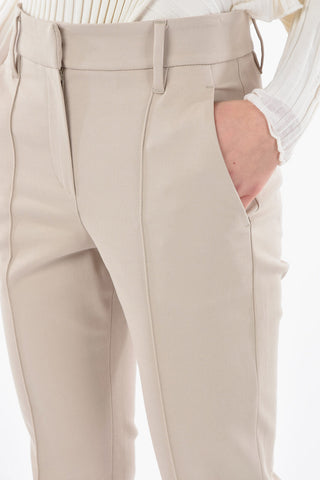 High-Waisted Cigarette Silhouette Trousersa with Back Jewelry