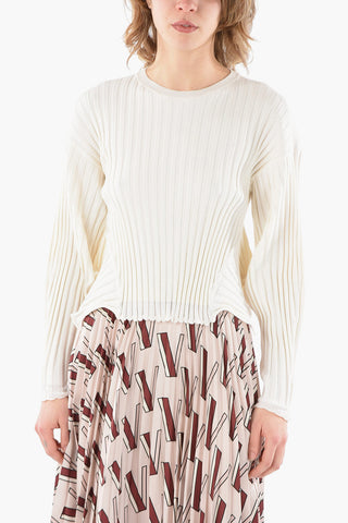 Asymmetric Ribbed Wool Blend Sweater