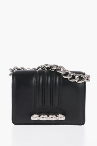 Borsa a Tracolla FOUR RING MINI in Pelle con Abbelliento Color Argento 