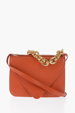 Leather SMALL MOUNT Messenger Bag with Golden Chain and Removable
