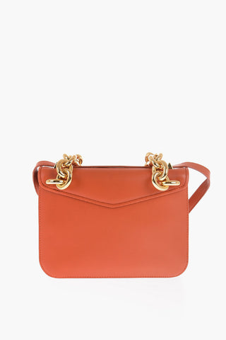 Leather SMALL MOUNT Messenger Bag with Golden Chain and Removable