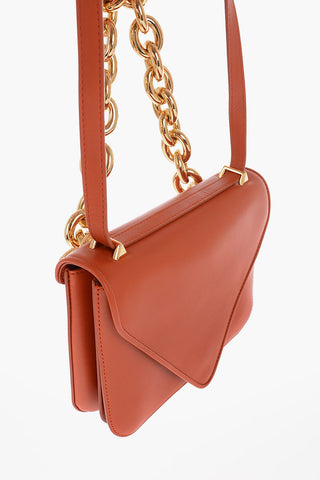 Leather SMALL MOUNT Messenger Bag with Golden Chain and Removable