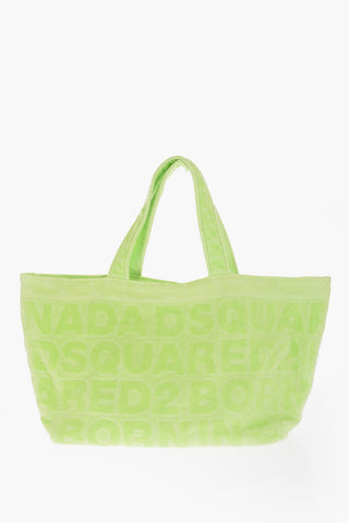 Maxi Borsa Tote in Spugna di Cotone con Logo All-Over