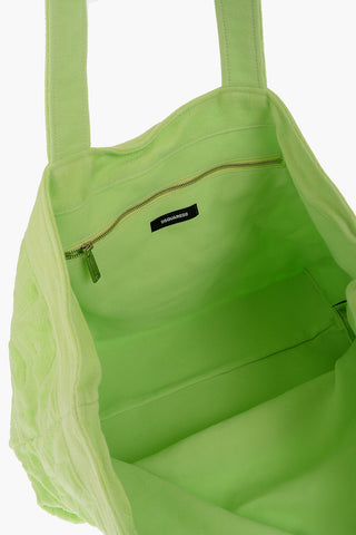 Maxi Borsa Tote in Spugna di Cotone con Logo All-Over
