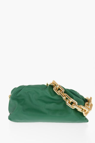 Solid Color Leather Clutch with Removable Golden Chain