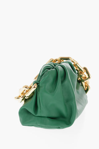 Solid Color Leather Clutch with Removable Golden Chain