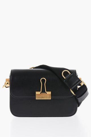 Leather PLAIN BINDER Crossbody Bag with Golden Details