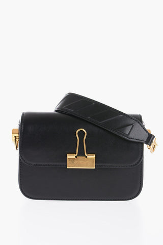 Leather PLAIN BINDER Crossbody Bag with Golden Details
