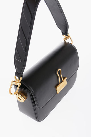 Leather PLAIN BINDER Crossbody Bag with Golden Details