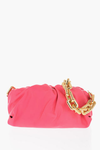 Solid Color Leather Clutch with Removable Golden Chain