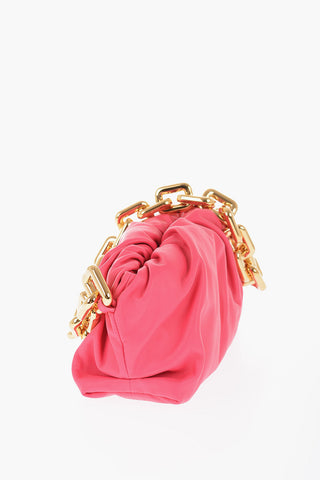 Solid Color Leather Clutch with Removable Golden Chain