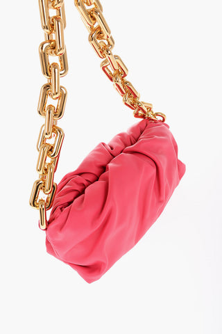 Solid Color Leather Clutch with Removable Golden Chain