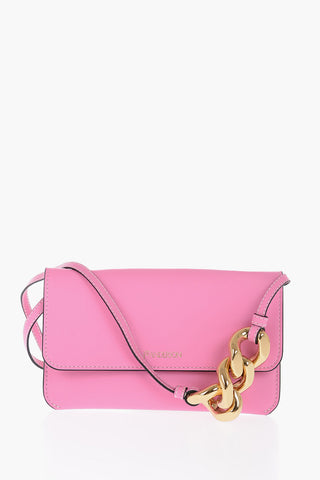 Leather Phone Pouch Bag with Golden Chain