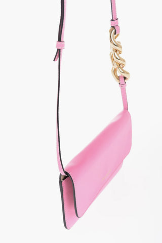 Leather Phone Pouch Bag with Golden Chain