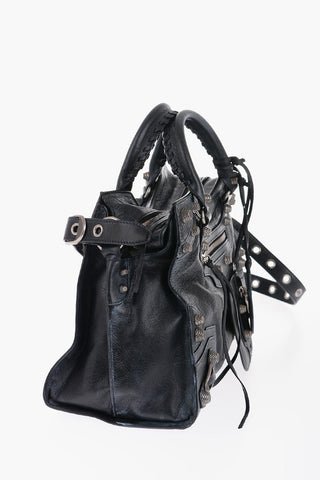Vintage Effect Leather NEO CAGOLE CITY Handbag with Metal Details and Removable Shoulder Strap