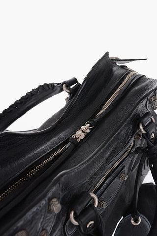 Vintage Effect Leather NEO CAGOLE CITY Handbag with Metal Details and Removable Shoulder Strap