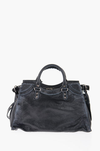 Vintage Effect Leather NEO CAGOLE CITY Handbag with Metal Details and Removable Shoulder Strap