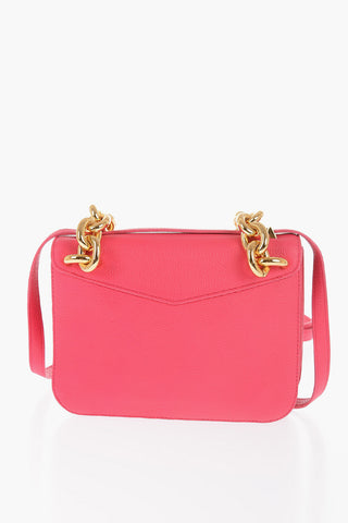 Leather SMALL MOUNT Messenger Bag with Golden Chain and Removable Shoulder Strap