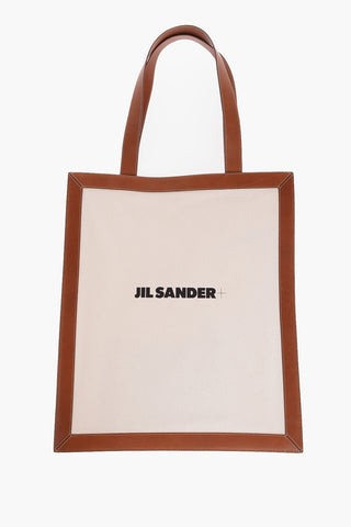 Canvas Tote Bag with Leather Trim