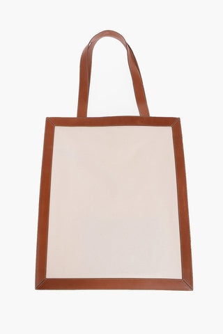 Canvas Tote Bag with Leather Trim
