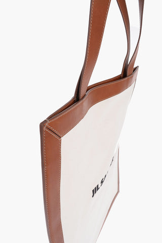 Canvas Tote Bag with Leather Trim