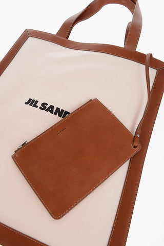 Canvas Tote Bag with Leather Trim
