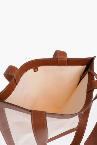 Canvas Tote Bag with Leather Trim
