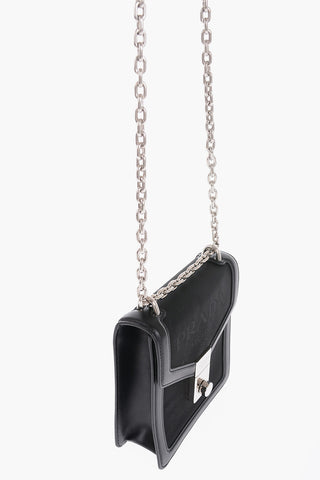 Shoulder Bag with Leather Trim and Chain Strap