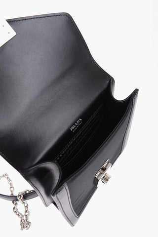 Shoulder Bag with Leather Trim and Chain Strap