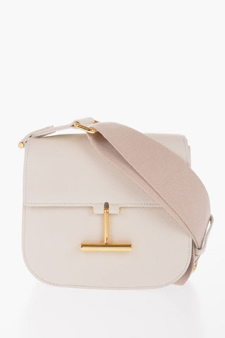 Textured Leather Crossbody Bag with Golden Detail