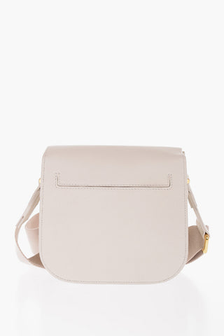 Textured Leather Crossbody Bag with Golden Detail