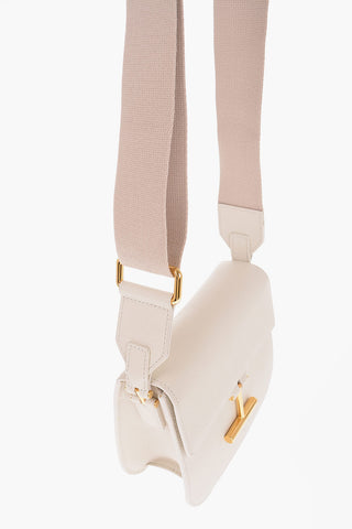 Textured Leather Crossbody Bag with Golden Detail
