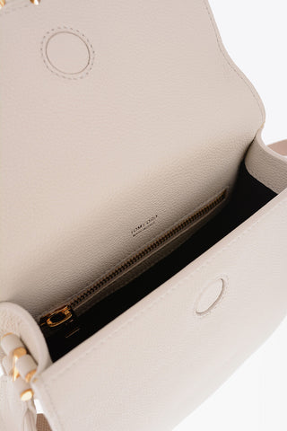 Textured Leather Crossbody Bag with Golden Detail