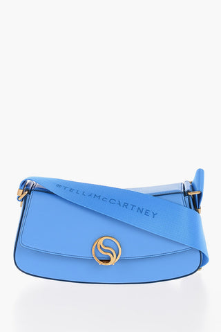 Faux Leather Shoulder Bag with Golden Monogram