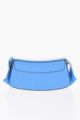 Faux Leather Shoulder Bag with Golden Monogram