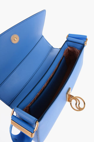 Faux Leather Shoulder Bag with Golden Monogram