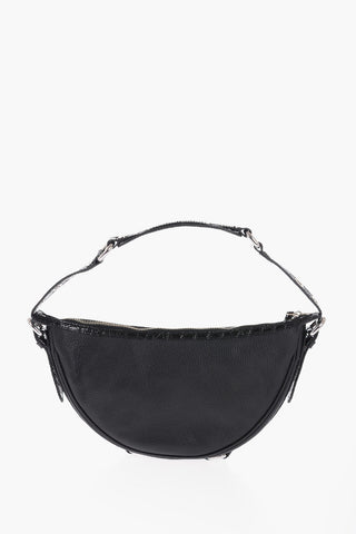 Solid Color Textured Leather GIB Hobo Bag with Crocodile Effect Details