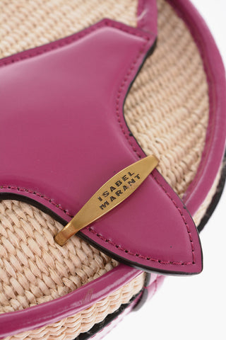 Borsa a Spalla in Raffia con Finiture in Pelle