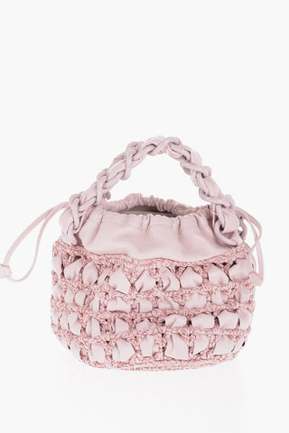 Solid Color Leather and Chenille CASS Bucket Bag