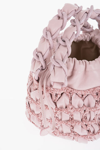 Solid Color Leather and Chenille CASS Bucket Bag