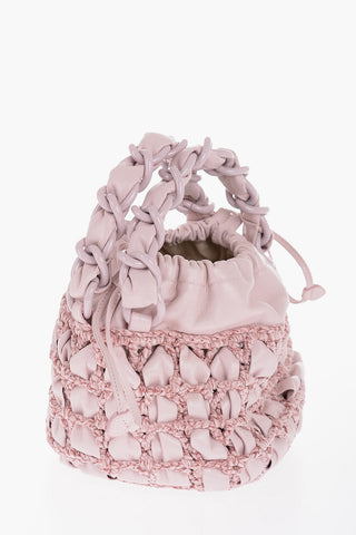 Solid Color Leather and Chenille CASS Bucket Bag