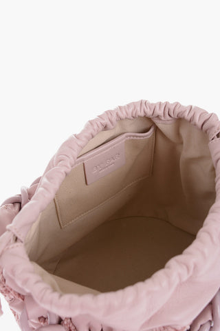 Solid Color Leather and Chenille CASS Bucket Bag
